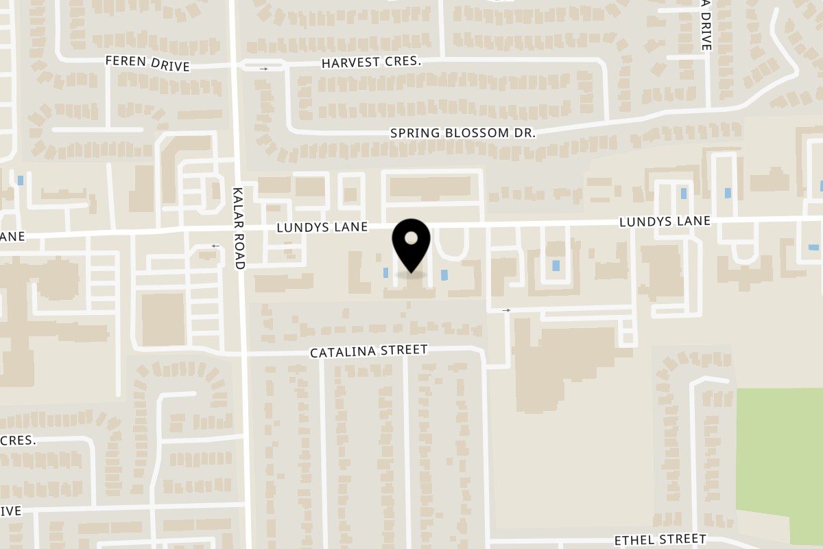 Map showing the location of PurpleMint Kitchen & Bar on 8100 Lundy's Lane in Niagara Falls